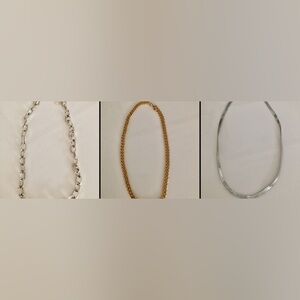 Elegant Gold Chain Necklace And Two Silver